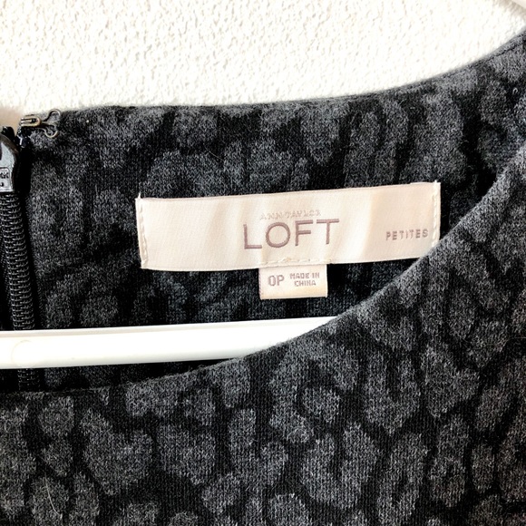 LOFT Grey & Black Leopard Sheath Dress - Picture 3 of 4